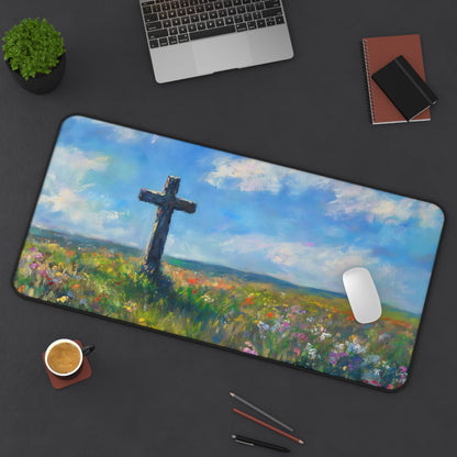 Cross in Wildflower Field Christian Desk Mat — alternate desk mat product image 13