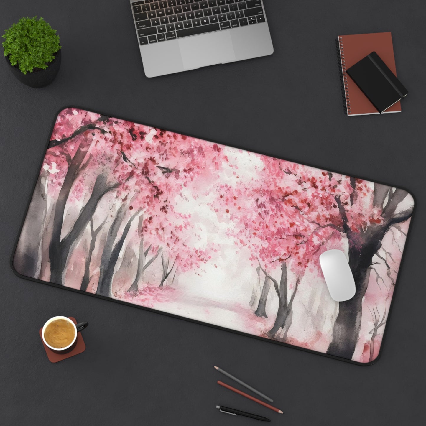 Cherry Blossom Path Desk Mat | Pink Sakura Mouse Pad