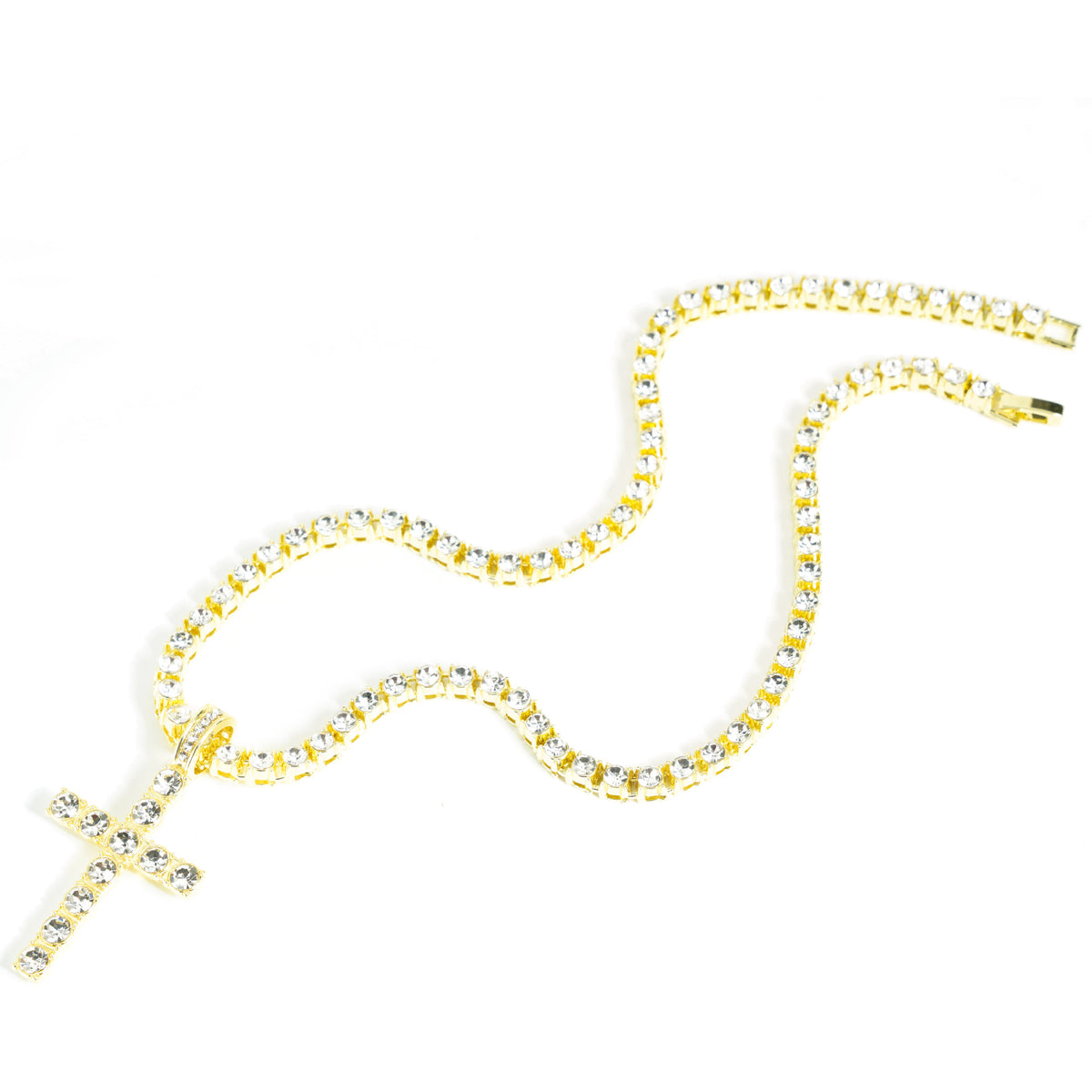 Unisex Rhinestone Cross Pendant Necklace – product view 6