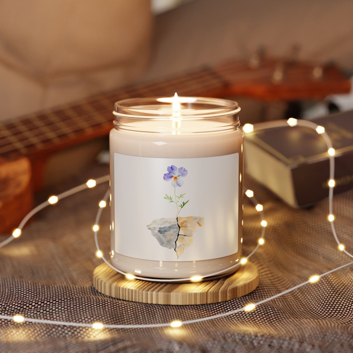 Violet Pansy Watercolor Candle