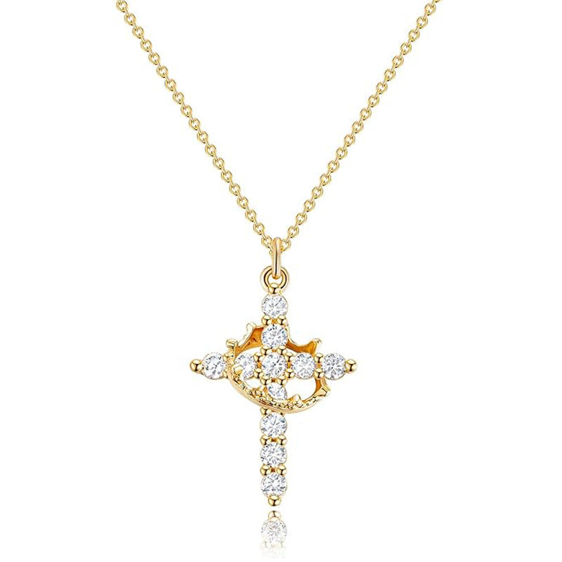 Rotating Crown Pendant Necklace – product view 5