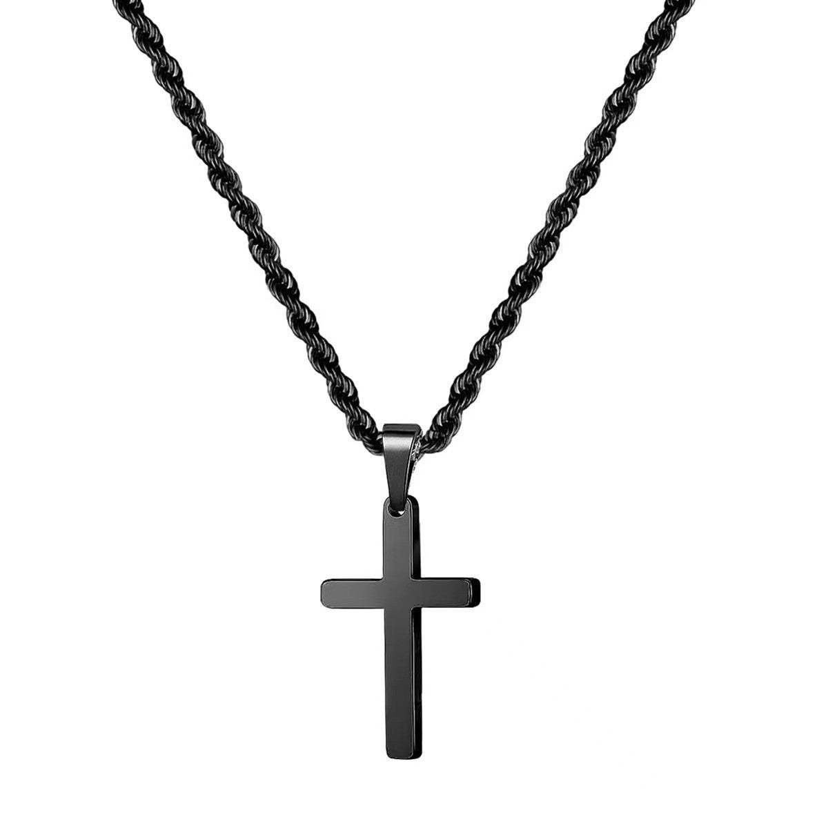 Cross Pendant Twisted Chain Necklace – product view 8