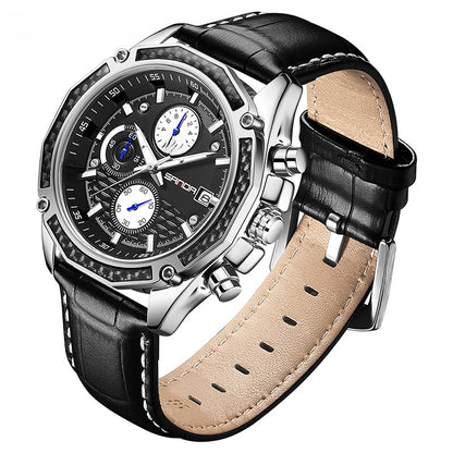 Stylish Men's Watch with Three Eyes and Six Hands – product view 4