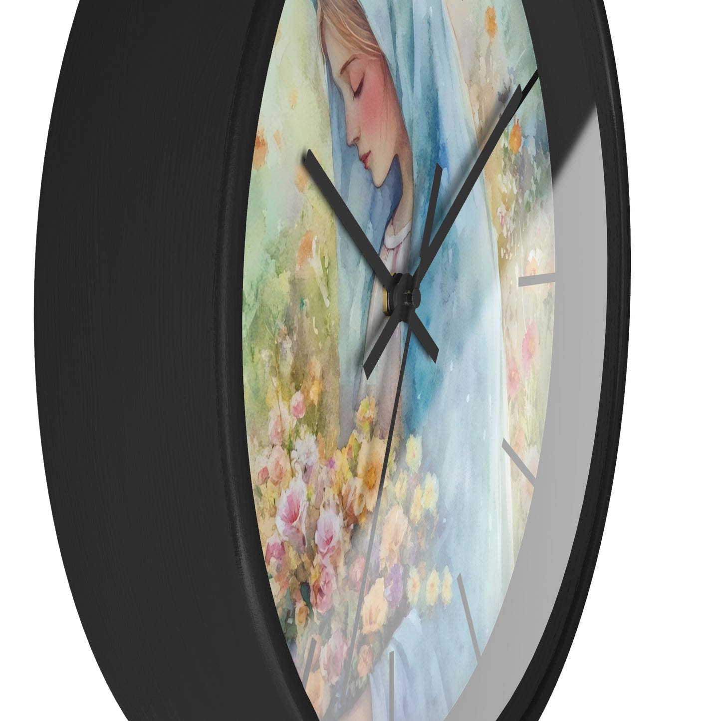 Madonna with Flowers Wall Clock | Religious Art, Floral Portrait