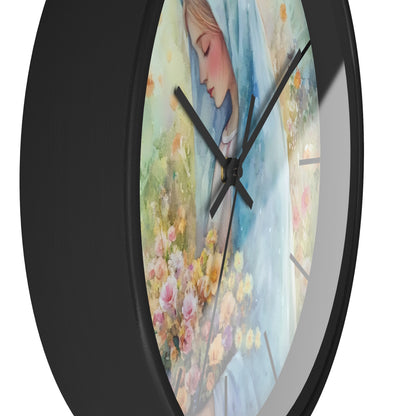 Madonna with Flowers Religious Wall Clock — alternate clock product image 3