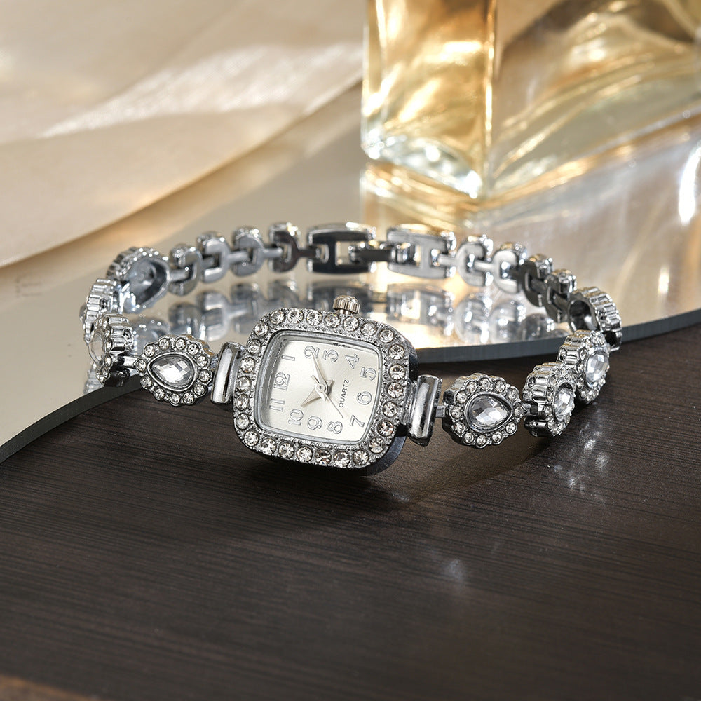 Petite Crystal Quartz Watch – Women’s Chain Bracelet