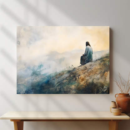 Serene Overlook Canvas - Peaceful Mountain Contemplation Art | Peace Beyond Thought Peace Beyond Thought