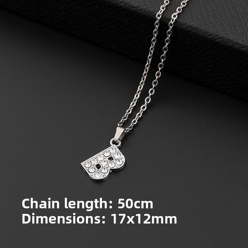 Stainless Steel Letter Necklace with Crystal Pendant – product view 7