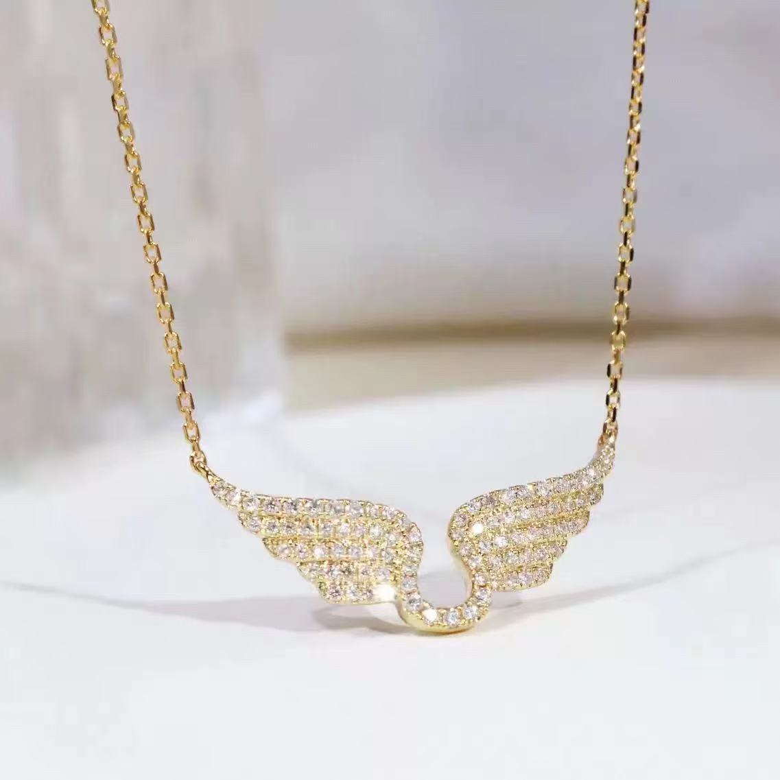 Angel Wing Crystal Pendant Necklace – product view 6