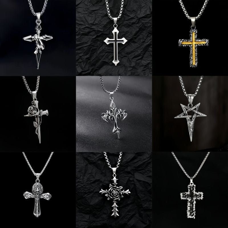 Chinese-style Cross Pendant Necklace – product view 1