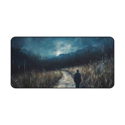 Moonlit Pathway Walk Nightscape Desk Mat — alternate desk mat product image 3
