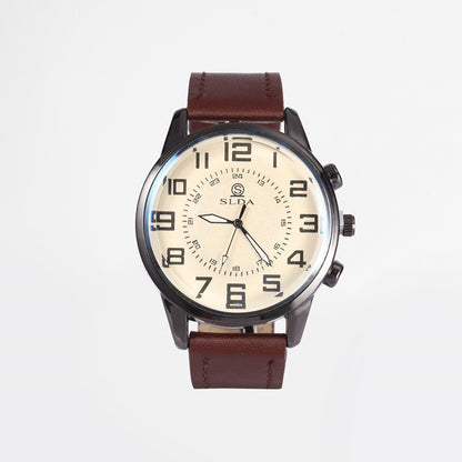 Men's Retro Leather-Strap Quartz Watch – product view 10