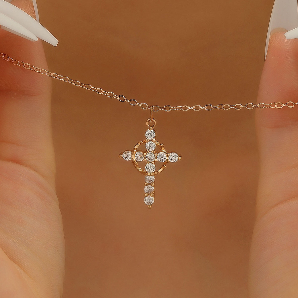 Rotating Crown Pendant Necklace – product view 3