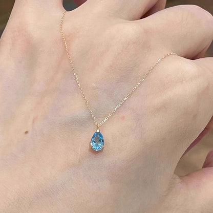 Aquamarine Water Drop Pendant Necklace – product view 4