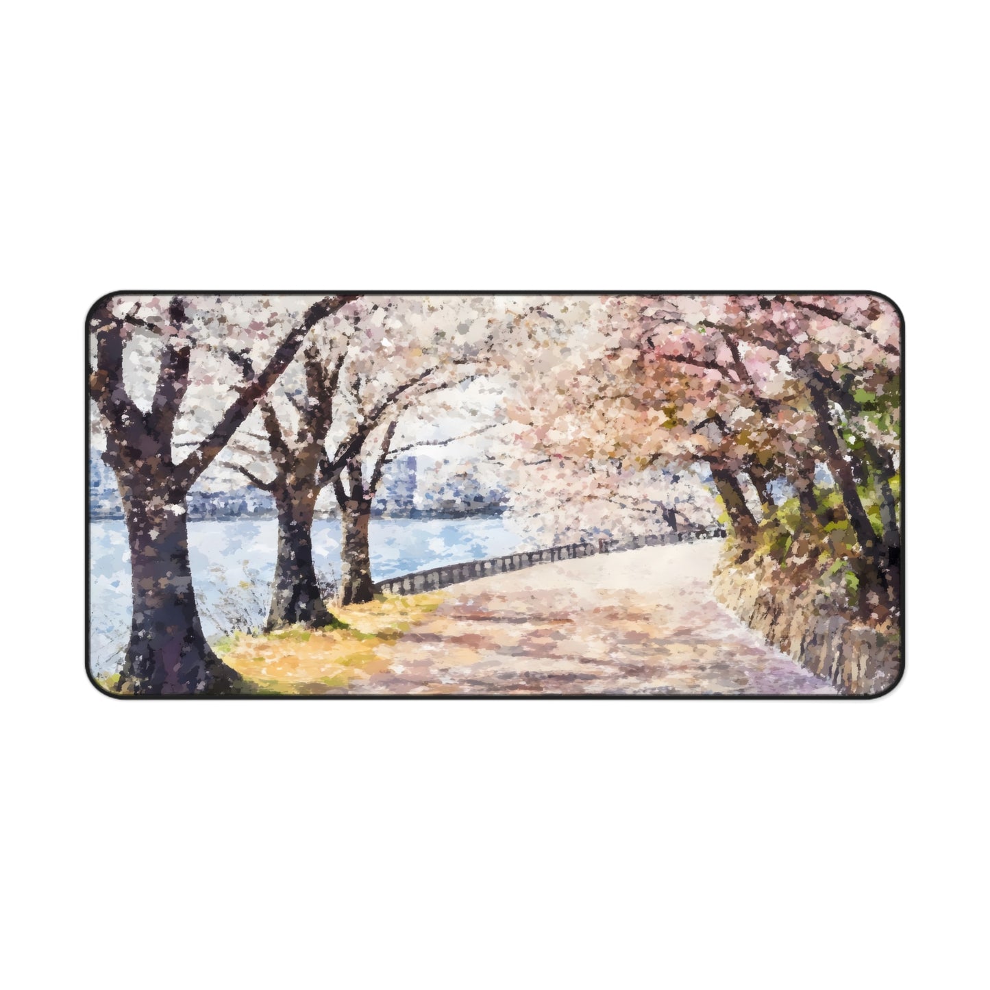 Cherry Blossom Path Desk Mat | Spring Sakura Scenic Mousepad