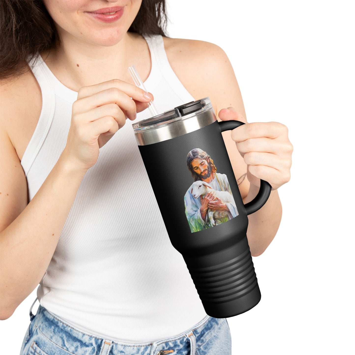 Jesus Holding Lamb travel mug | 40oz insulated tumbler