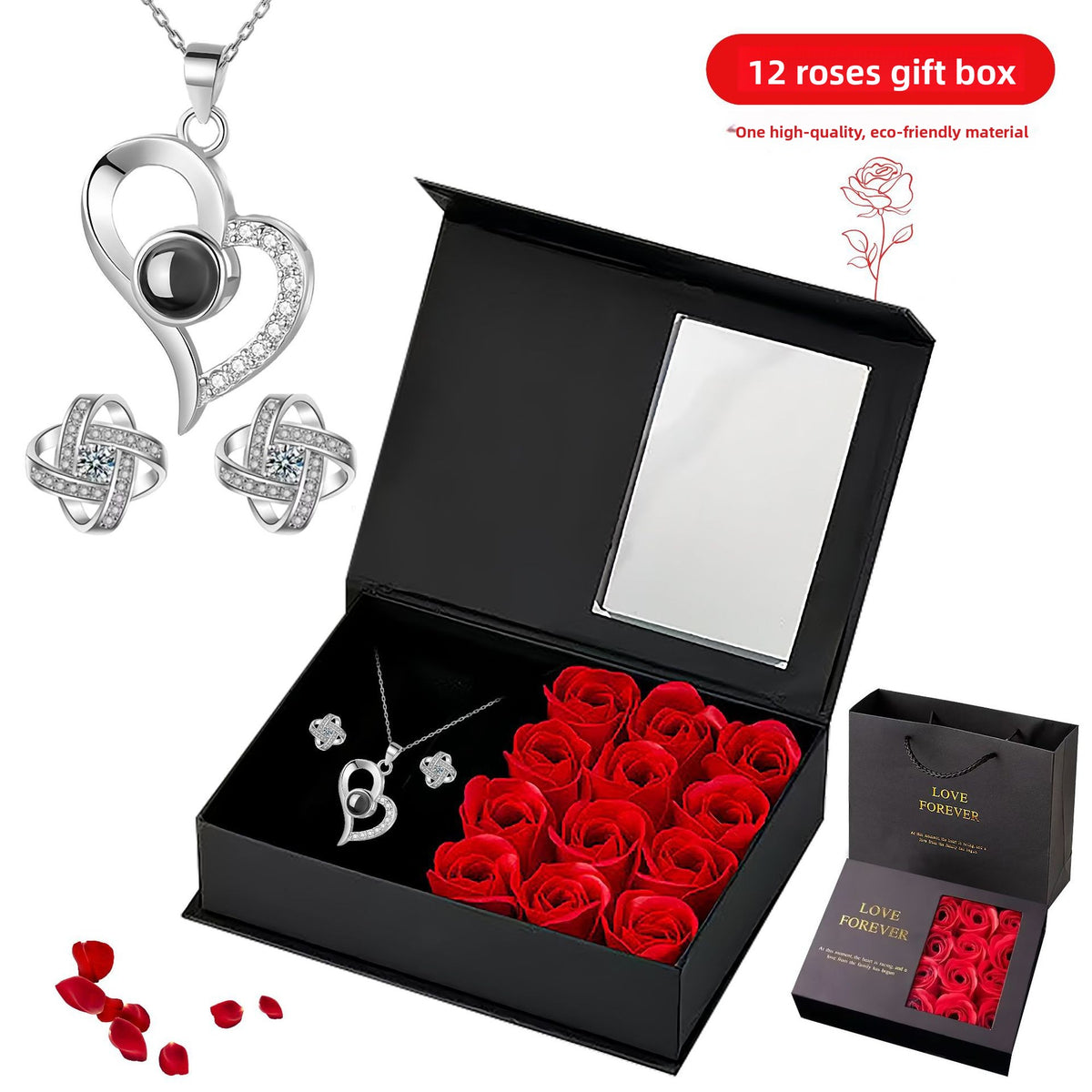 Heart Projection Necklace with Multilingual Message – product view 20