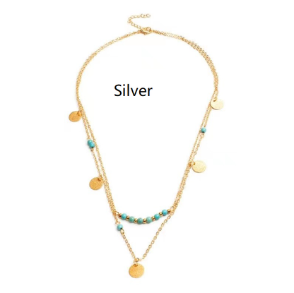 Multi-layer Round Turquoise Pendant Necklace – product view 7