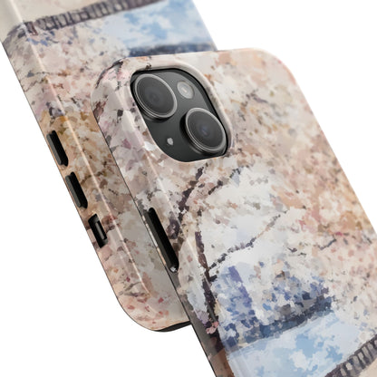 Phone case with abstract pastel floral pattern and soft artistic design