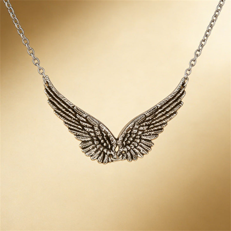 Double Wings Angel Retro Pendant Necklace for Women – product view 3
