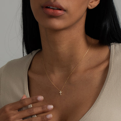 Gold-tone Cross Necklace Women's Collarbone Chain – product view 6