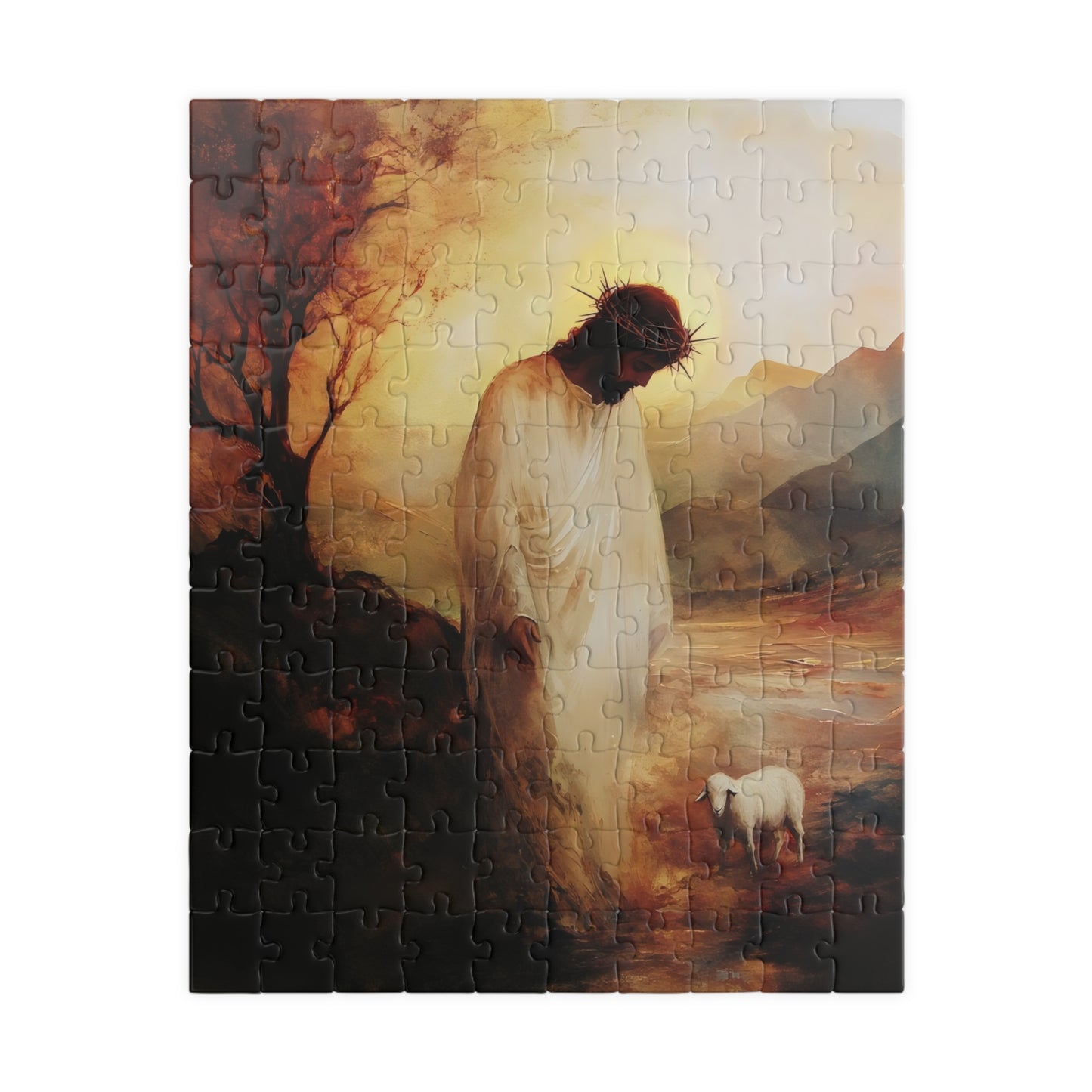 Jesus with Lamb Christian Art Puzzle — alternate puzzle product image 2