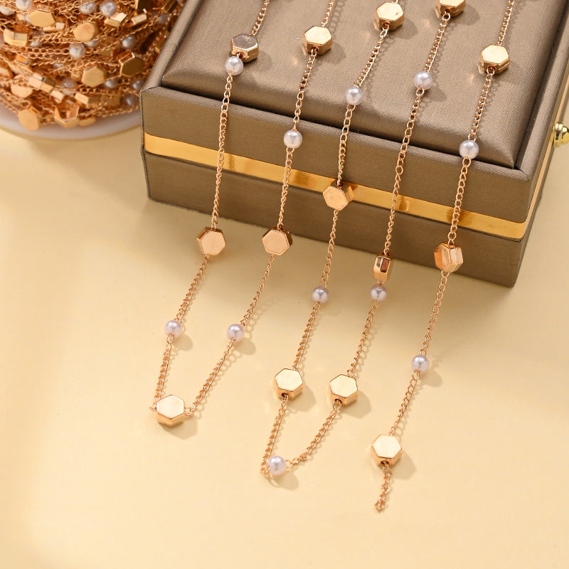 Imitation Pearl Chain Necklace – product view 34
