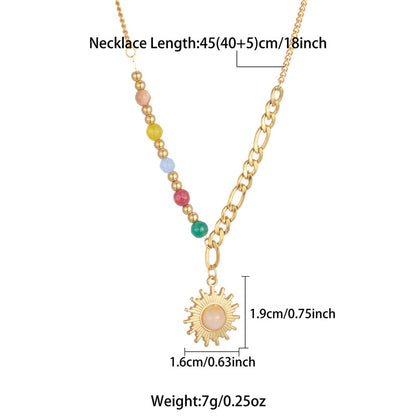 Bohemian Beaded Necklace Stainless Steel Round Colored Crystal – product view 6