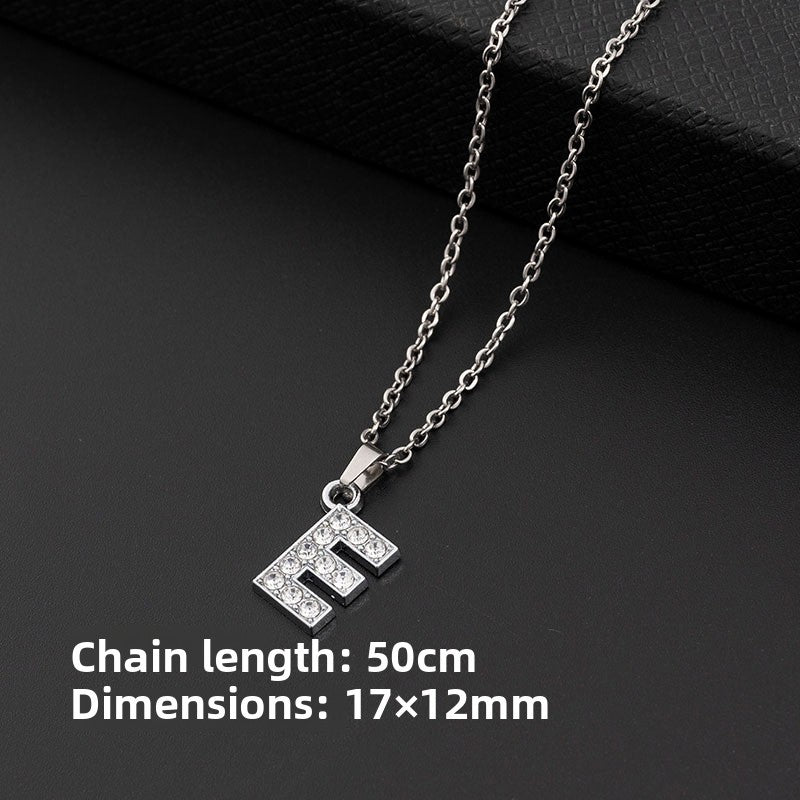 Stainless Steel Letter Necklace with Crystal Pendant – product view 10