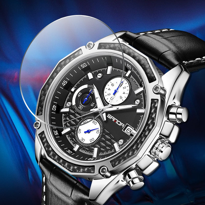 Stylish Men's Watch with Three Eyes and Six Hands – product view 3
