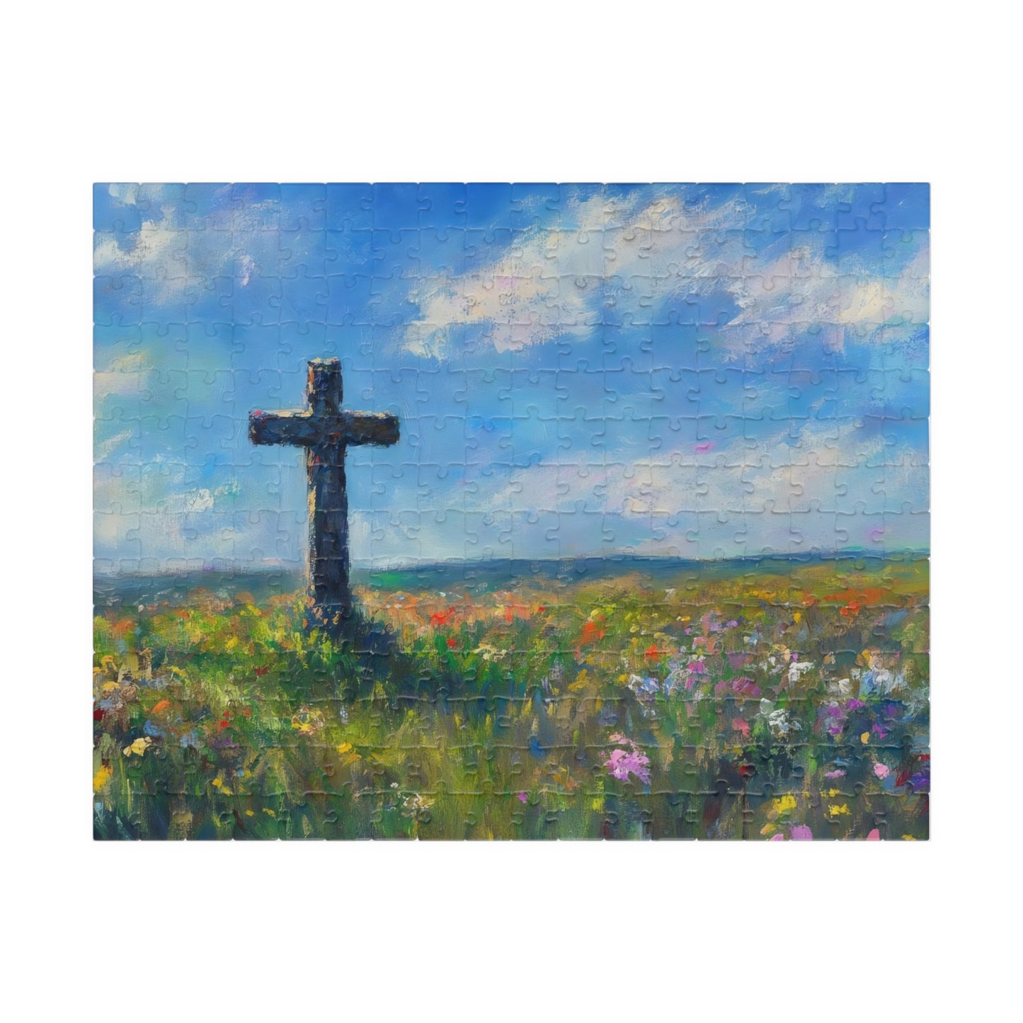 Cross in Wildflower Field Landscape Puzzle — alternate puzzle product image 2