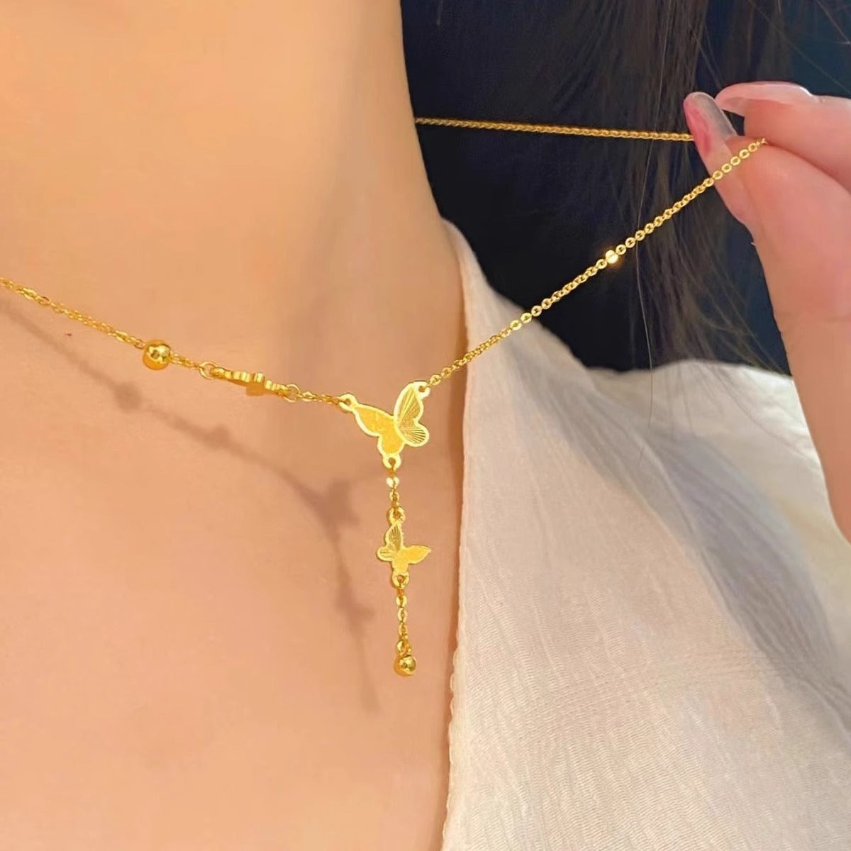 Minimalist Titanium Steel Clavicle Necklace – product view 19