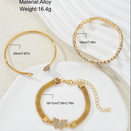 Crystal-accent Open Butterfly Bracelet Set – product view 4