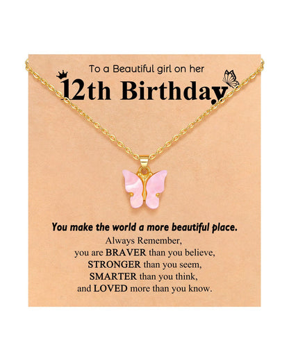 Pink Butterfly Stainless Steel Necklace – product view 12
