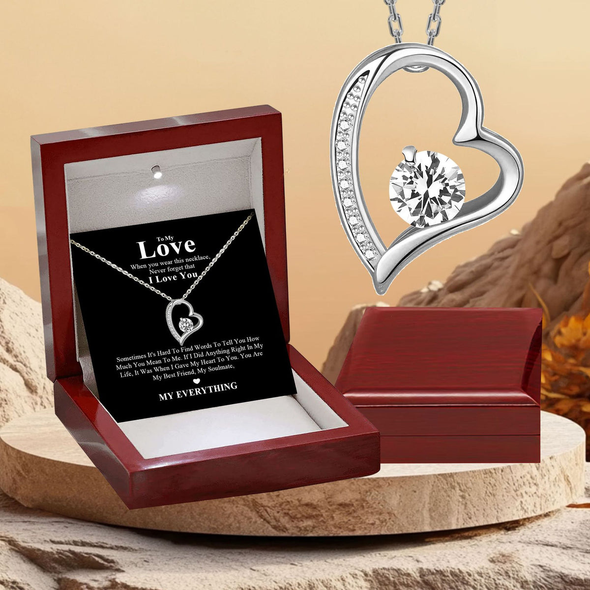Multi-Style Crystal Heart Pendant Necklace – product view 1