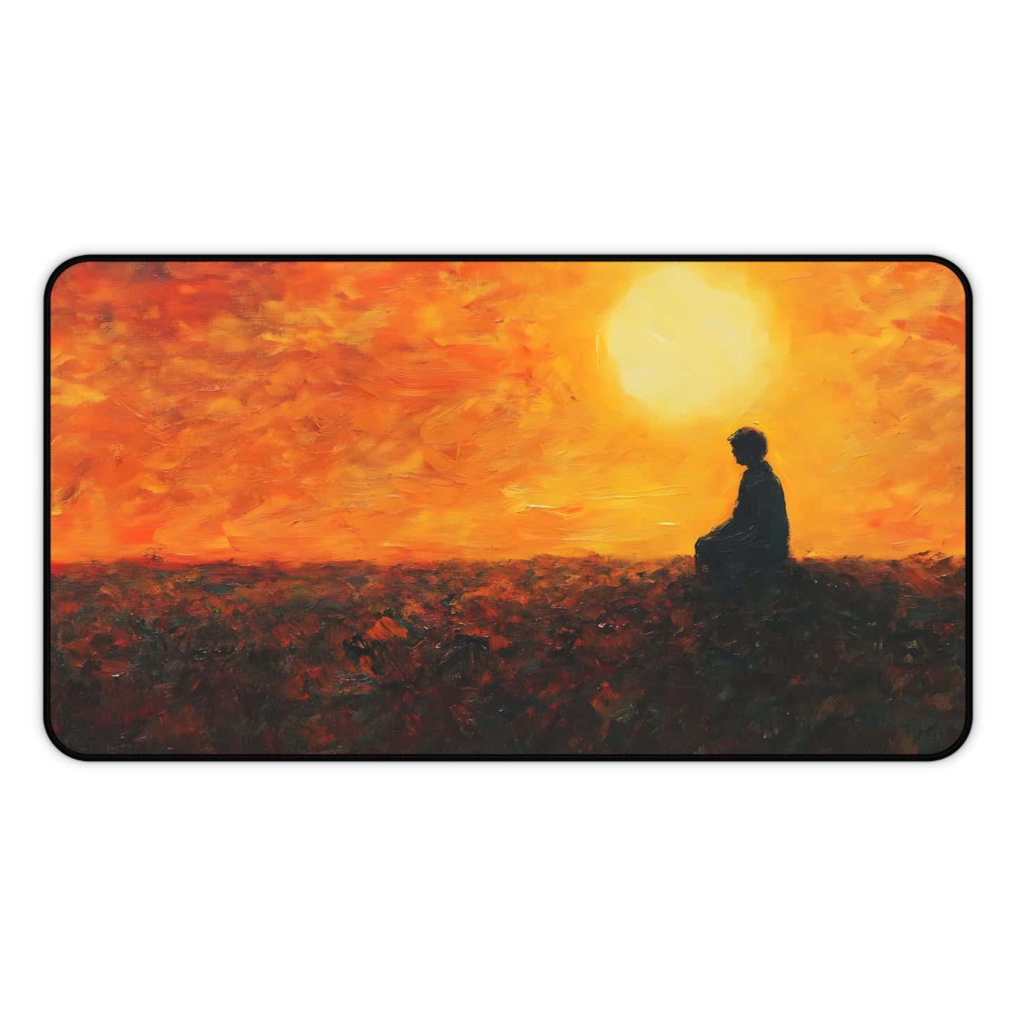 Sunset Meditation Desk Mat | Silhouette Sunrise Mousepad
