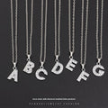 Stainless Steel Letter Necklace with Crystal Pendant