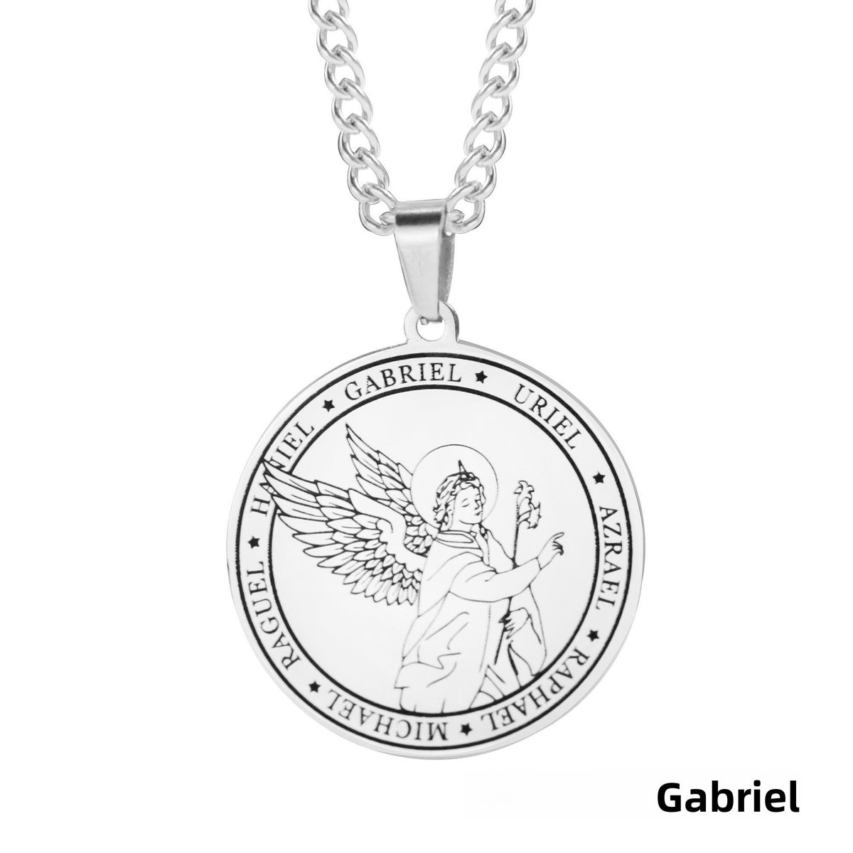 Titanium Steel Angel Wing Religious Necklace – product view 10