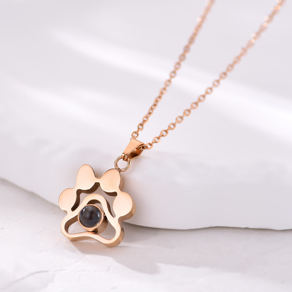 Stainless Steel Cute Pet Projection Necklace – product view 8