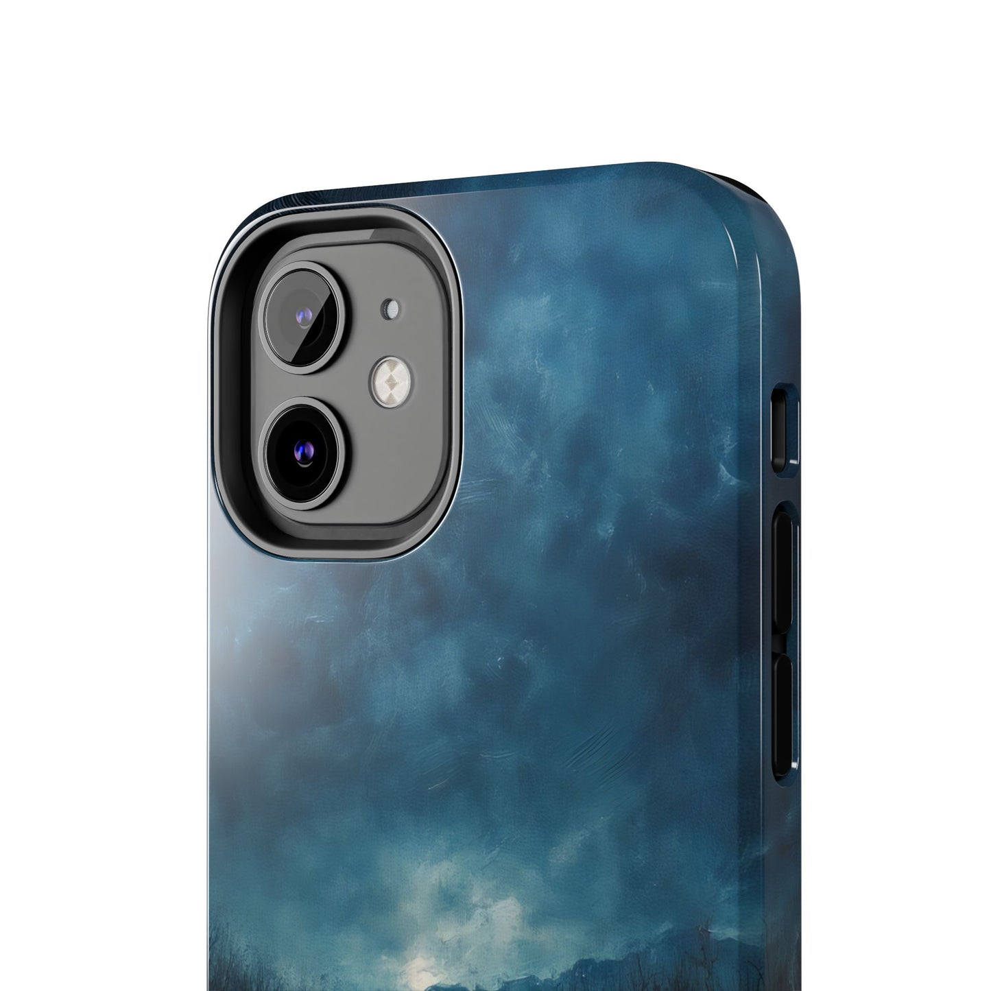 Christian phone case with mystical blue sky, moonlight, and contemplative landscape design