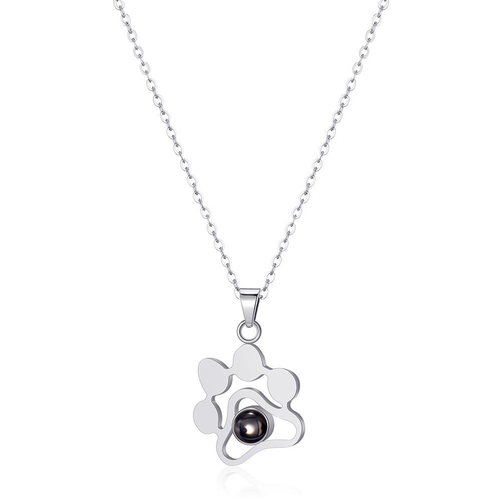 Stainless Steel Cute Pet Projection Necklace – product view 2
