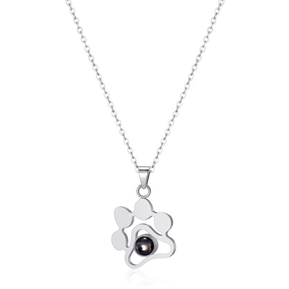 Stainless Steel Cute Pet Projection Necklace – product view 2