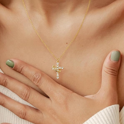 Women's Rotating Cross Crown Pendant Necklace – product view 3
