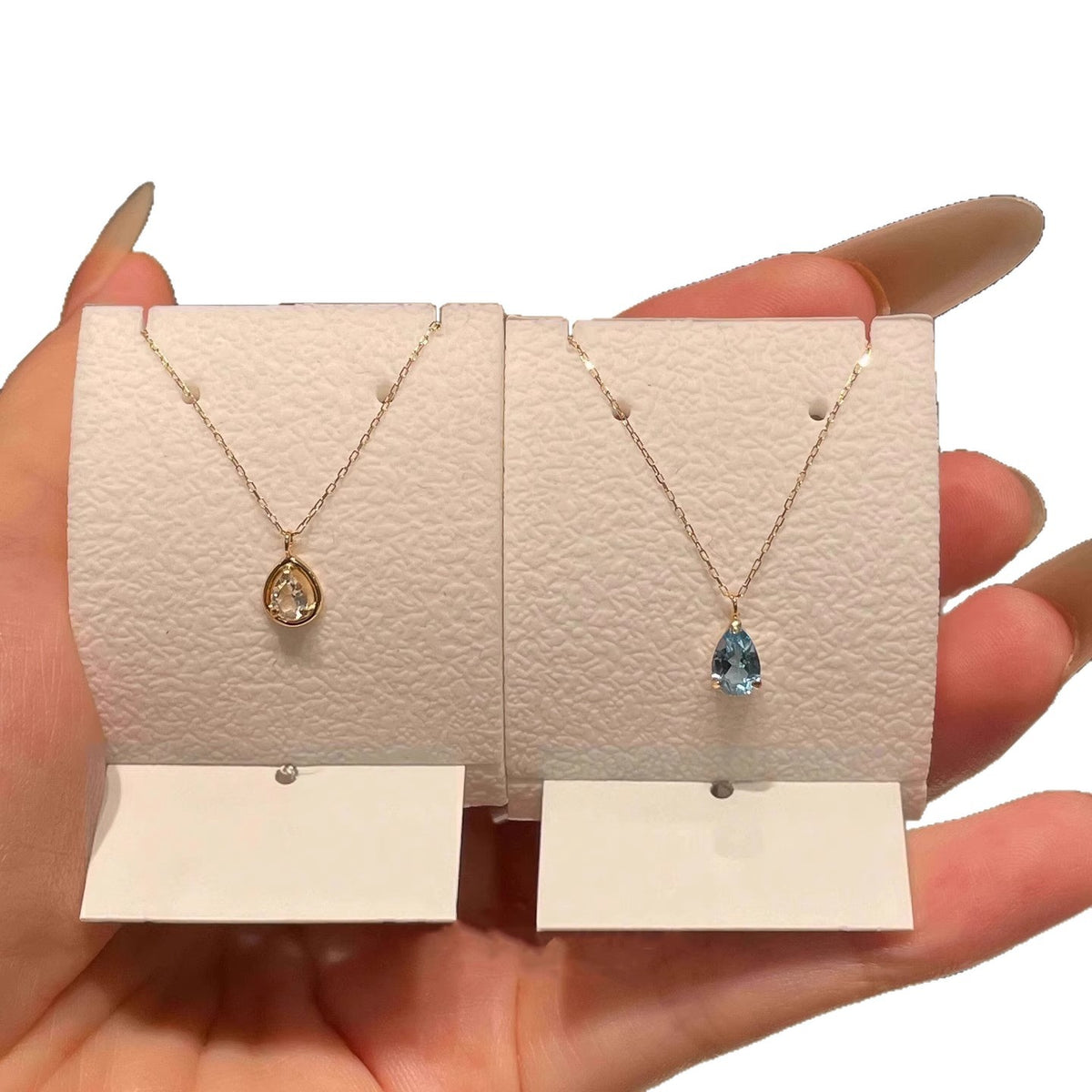Aquamarine Water Drop Pendant Necklace – product view 2