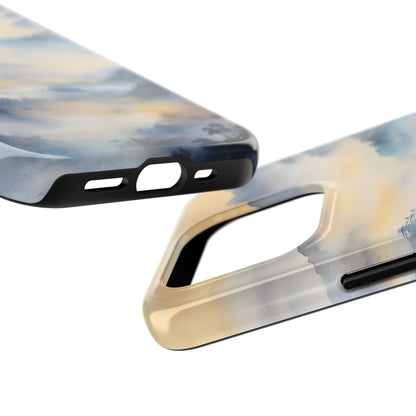 Abstract cloud print phone cases, soft blue and beige Christian-inspired art design