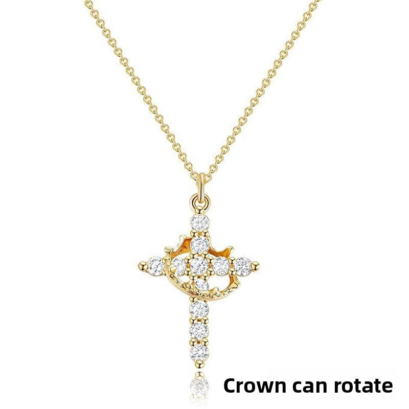 Rotating Crown Pendant Necklace – product view 8
