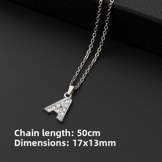 Individual crystal letter pendant with chain-length labels