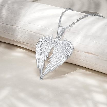 Angel Wing Heart Shape Necklace and Earrings Set – product view 4