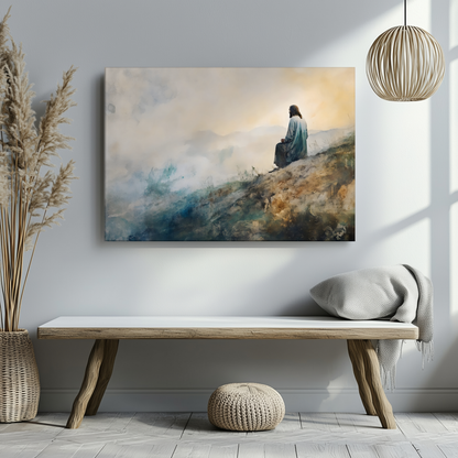 Serene Overlook Canvas - Peaceful Mountain Contemplation Art | Peace Beyond Thought Peace Beyond Thought