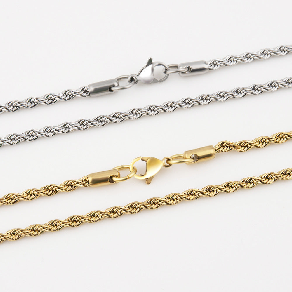 Twist Chain Titanium Steel Necklace – product view 5